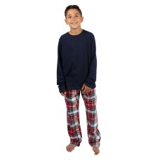 15C748: Boys Jersey Top & Soft Flannel Lounge Pant- Check (7-13 Years)